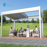 Pergola en aluminium écologique Sweet Home, résistante au vent, avec toit rétractable motorisé à lamelles, imperméable et offrant une protection UV