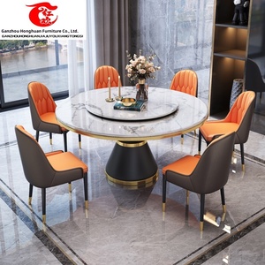 Bàn ăn sang trọng chất lượng cao đặt một bàn ăn gia đình hiện đại và đơn giản và ghế đặt với một bàn xoay - Product Image 2