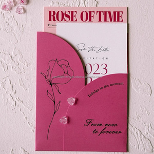 Custom Classic Cotton Paper Die Cut <b>Invitation</b> with Sleeve Unique Shape Letterpress Printed Greeting Card - Product Image 1