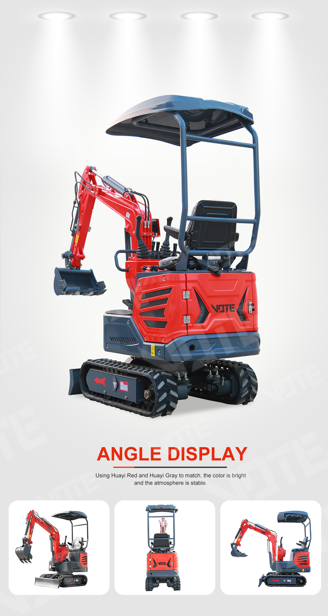 Rated Power 1.2 Ton Excavator Small Bare Weight Mini Excavator 1 Ton Working Good Traction China Produced