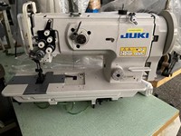 Machine à coudre industrielle d'occasion JUKIS 1560 à double aiguille, alimentation unisexe, pied entraîneur, avec moteur servo