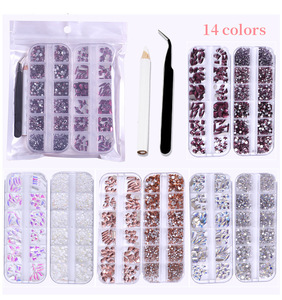 Adornos de Plástico para Uñas, Diamantes Redondos de Fondo Plano, Cristales Irregulares de Colores, Mezcla de Diamantes de Imitación para Uñas, Accesorios para Decoración de Uñas - Product Image 2