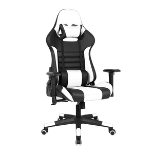 <span class=keywords><strong>Chaise</strong></span> de jeu ergonomique pivotante moderne en similicuir blanc, style course, pour ordinateur et PC, idéale pour les gamers - Product Image 4