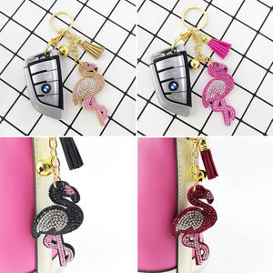 Accesorios para Bolsos de Coche, Llavero con Diamantes de Imitación, Anillo para Llaves, Soporte para Llaves, Animal, Cristal, Borla, Flamenco, Venta al por Mayor - Product Image 5
