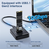 Station d'accueil M.2 NVMe Pcie & SATA NGFF vers USB C Adaptateur de lecteur SSD double protocole USB 3.0 Type-C 10Gbps Boîtier SSD externe