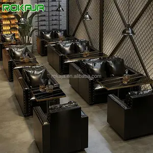 U L Shape Restaurant narghilè Lounge Furniture Bar Cafe Booth Pu Leather Night Club Sofa Pub Bar Chair And Table Counter Set