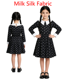 Nuevo Disfraz de Halloween de Wednesday <span class=keywords><strong>Addams</strong></span>, Vestido Negro Gótico y Aterrador para Niñas Grandes, Trajes de Actuación para Niños, Venta al por Mayor - Product Image 1
