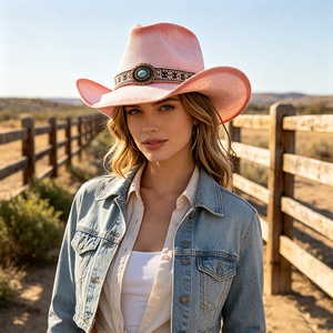 Chapeau de cowboy/cowgirl en papier et tissu pour adultes (hommes et femmes) style Western Jazz, idéal pour les voyages et les fêtes, ODM/OEM - Product Image 2