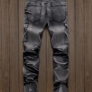 Jeans para Hombre 2025 - Diseño Único Lavado, Detalles de Rodilla Plizada, Estilo Workwear con Múltiples Bolsillos, Apto para Streetwear - Product Image 2