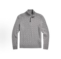 Pull en coton élégant à col roulé zippé pour homme, à manches longues, en tricot épais torsadé, pour l'hiver, pour le commerce transfrontalier