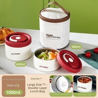 Boîte à lunch isotherme portable, étanche, de qualité alimentaire, avec intérieur en acier inoxydable scellé indépendamment, isolée sous vide