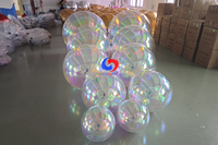 Installation au plafond réutilisable grande perle métallique brillante arc-en-ciel irisé boules à miroir gonflables sphères ballons