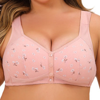 Soutien-gorge Grande Taille à Fermeture Avant, Couvrance Totale, Sans Armature, Minimiseur, Sans Couture, Motif Floral, Bretelles Larges, Soutien Dorsal, Respirant, Pour Poitrine Généreuse