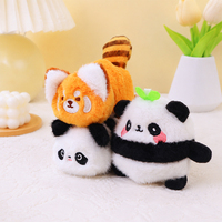Porte-clés en peluche créatif : Raton laveur transformé en panda, breloque pour sac à dos, sac d'école, jouet, poupée, petit cadeau