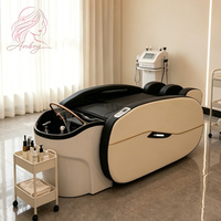 Fauteuil de lavage de cheveux pour salon de coiffure avec lumière LED, massage électrique et thérapie capillaire intégrée