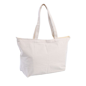 Custom logo printed 10oz canvas cotton <b>tote</b> shopping <b>bag</b> with <b>zipper</b> - Product Image 2