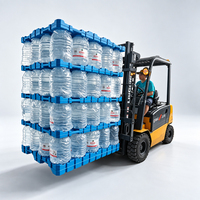 Palette en plastique HDPE à face unique de 18,9 L avec grille, conforme à la norme Euro 4 - Peut contenir 16 fûts par niveau