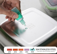 Cincin Segel Silikon Hijau Muda Persegi Anti-Benturan Tebal Warna Perak untuk Kotak Makan Stainless Steel, Kemasan Makanan, dan Karton