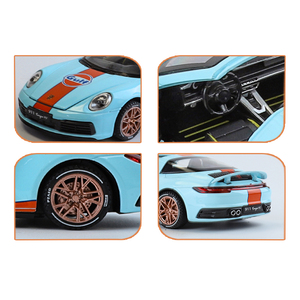 รถสปอร์ตแบบเปิดประทุนรุ่น Targa สเกล 1:32 ทำจากโลหะผสม พร้อมไฟ เสียง และระบบดึงหลังเปิดประตูและฝากระโปรง - Product Image 4