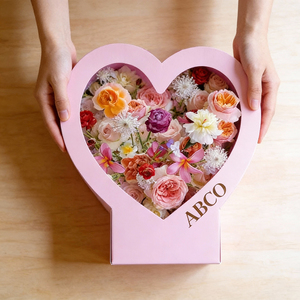 Boîte <span class=keywords><strong>d</strong></span>'emballage pour bouquet de fleurs Panier de fleurs en papier portable Boîte <span class=keywords><strong>d</strong></span>'arrangement de fleurs en forme de coeur Vente en gros - Product Image 2