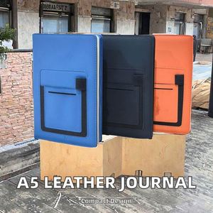 Carnet de notes A5 en cuir de luxe personnalisé avec gaufrage, pochette portable pour téléphone et porte-cartes, couverture en papier pour l'éducation - Product Image 3