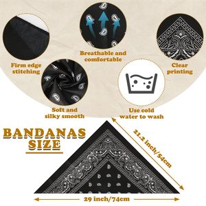 Bandanas en coton 100 % en gros pour hommes et femmes, 21 x 21 pouces, mouchoirs de cowboy pour fêtes, costumes et animaux de compagnie - Product Image 2
