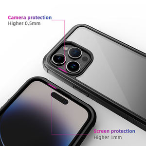 Funda de teléfono 3 en 1 con armadura de aluminio sólido, cubierta acrílica transparente con gradiente negro para iPhone 14 Pro Max, gran oferta 2022 - Product Image 3