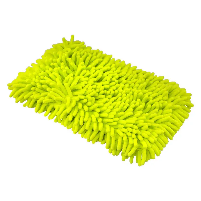 Entretien automobile 20*30 cm Couleur verte Microfibre Chenille Nettoyage Tampon de lavage à récurer