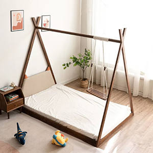 Cama Infantil Convertible Montessori con Estructura de Madera, Duradera, Cómoda, de Madera Maciza, Diseño Moderno, Muebles para Dormitorio para Niños de 2 a 10 Años - Product Image 1