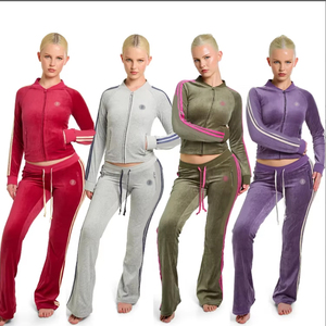 Y2K <strong>Women</strong> Set Custom Logo Velvet Clothing Casual Velvet Jacket With Shorts <strong>Women</strong> <strong>Velour</strong> <strong>Tracksuit</strong> 2 Piece Short Set - Product Image 6