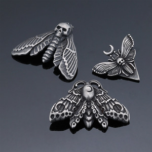 Bijoux vintage en acier inoxydable <span class=keywords><strong>mort</strong></span> crâne luna <span class=keywords><strong>papillon</strong></span> pendentif collier - Product Image 4