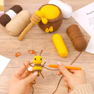 <b>Beginners</b> <b>Knitting</b> <b>Kit</b> <b>for</b> Adults and Kids Bees Crochet <b>Kits</b> with Easy Peasy Yarn and Step-by-Step Video Tutorials - Product Image 6
