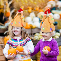Vente en gros de casquette de dinde de Thanksgiving pour enfants adultes chapeau de dinde avec lumières casquette de jambe de poulet chapeau de dinde de Thanksgiving excentrique