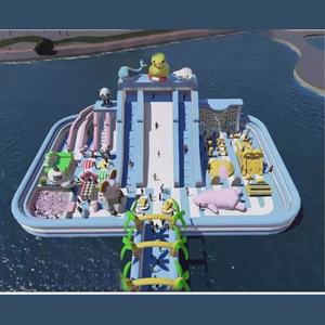 Un gran <span class=keywords><strong>castillo</strong></span> flotante <span class=keywords><strong>en</strong></span> el agua, Nube hinchable, lago para niños, <span class=keywords><strong>Isla</strong></span> Flotante inflable fuera del agua, Tobogán de cama flotante - Product Image 4