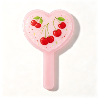 Miroir de poche personnalisé en gros avec motif cœur rouge, miroir cosmétique portable, support OEM pour motifs et logos, cadeau de beauté pour femmes