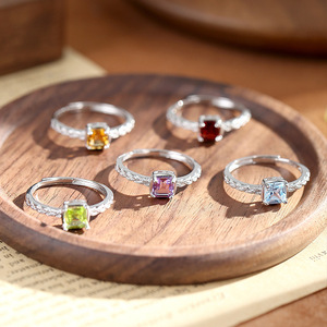 9 Factory Bezel 5mm Princess Cut Natural Stone <b>Adjustable</b> <b>Rings</b> Minimalist 925 Sterling <b>Silver</b> Daily Wear Fine Jewelry - Product Image 3