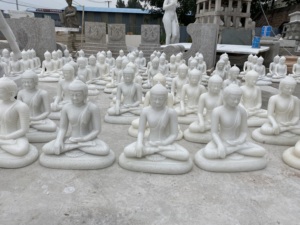 Estatua de Buda de piedra de mármol blanco de Bali, decoración del hogar, escultura Zen, Gautama Lord, meditación, aplicación al aire libre, diseño Natural, venta - Product Image 6