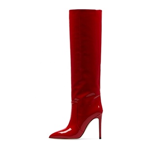 Botas Altas Hasta la Rodilla para Mujer, Talla Grande 47, Tacón Delgado, Zapatos Brillantes de Charol, Colores Personalizados, Botines Largos de Tacón de Aguja para Mujer - Product Image 1
