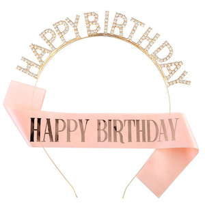 DAMAI Happy <b>Birthday</b> <b>Crown</b> Set Glitter Diamond Hair Hoop <b>Sash</b> Party Decor <b>Birthday</b> Celebration Accessory - Product Image 5