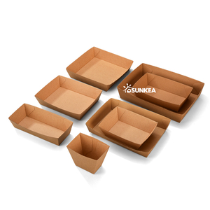 Logotipo personalizado descartável marrom kraft papel barco papel comida bandeja - Product Image 6