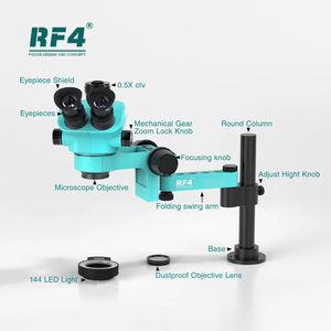 Microscope Trinoculaire RF4 RF-7050PRO Zoom 7-50X Caméra 1080P Lampe Annulaire LED 144 Grande Base pour Réparation de Téléphone - Product Image 6