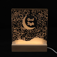 Lampe de nuit en acrylique en forme de lune, base en bois, lampe de chevet LED, lampe de nuit USB avec design personnalisé