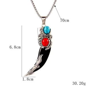 Collares con Colgante de Moda <span class=keywords><strong>Retro</strong></span> para Hombre, Collares con Colgante de Acero Inoxidable con Dientes Simulados Personalizados - Product Image 4