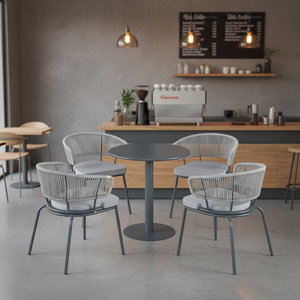 Magnifique ensemble <span class=keywords><strong>de</strong></span> table et chaises rondes en corde pour l'extérieur, idéal pour la maison et le <span class=keywords><strong>jardin</strong></span> - Product Image 1