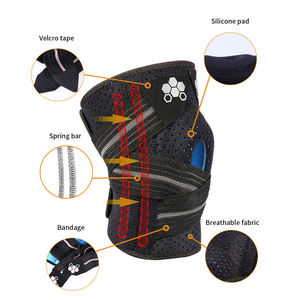 Genouillère de sport réglable avec 4 barres à ressort et coussinet en silicone pour la rotule, idéale pour la course, le basketball et le soulagement de la douleur - Product Image 2