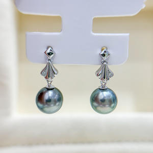 Accesorios de Plata S925 para DIY con Perlas, Joyería de Plata de Moda, Aretes con Cuentas Redondas de 9-15 mm, Bandeja para Aretes Vacía 22221 Incluida - Product Image 2