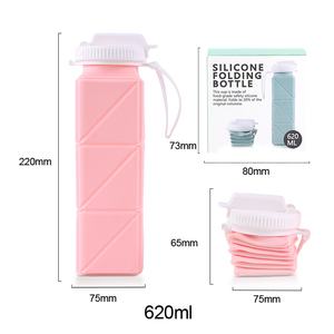 Logotipo personalizado 21oz Reutilizable Respetuoso con el medio ambiente Paja Viajes al aire libre Correr Gimnasio Deporte Niños Plegable Botella de agua de silicona Bpa - Product Image 3