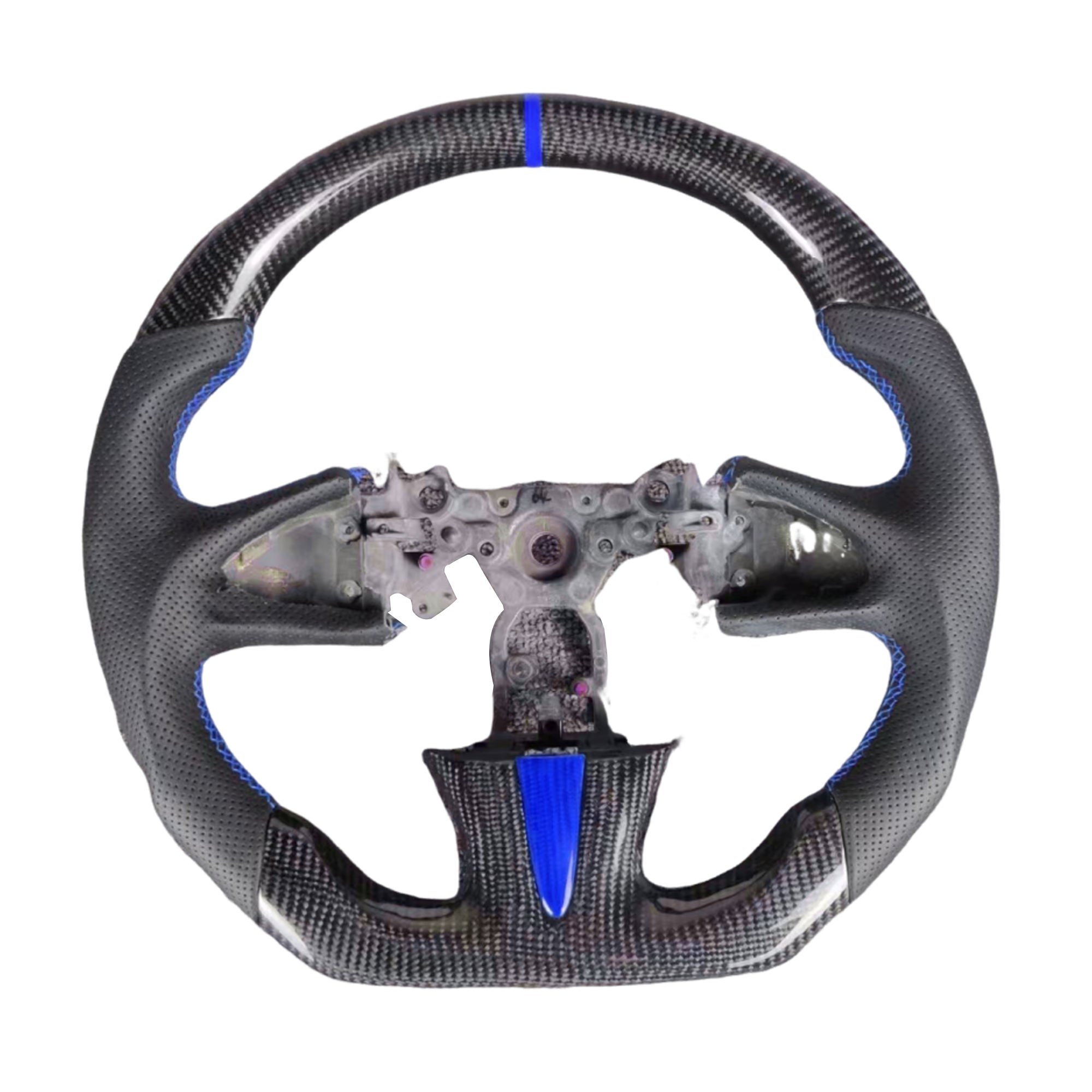 คาร์บอนไฟเบอร์ + หนังพรุน + แถบเย็บสีน้ำเงิน