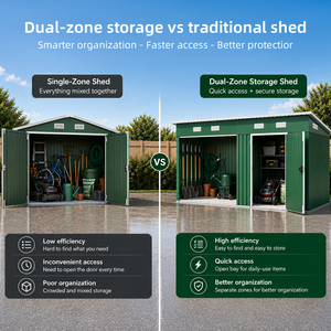 <span class=keywords><strong>Caseta</strong></span> de Jardín Metálica 2 en 1, Galvanizada, con Puertas Dobles con Cerradura, para Almacenamiento de Herramientas, Venta al Por Mayor OEM - Product Image 3