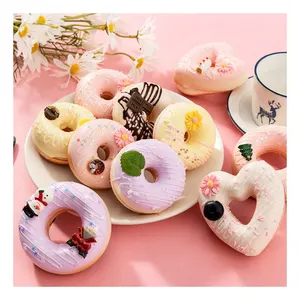Expositor de rosquilla Artificial, crema de PU, accesorios de Donut, modelo pequeño falso, decoración de alimentos